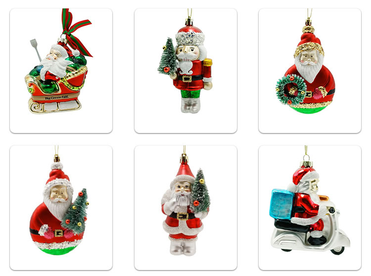 Factory wholesale glass Santa Claus holding Christmas wreath Christmas tree decorations custom Christmas doll pendant