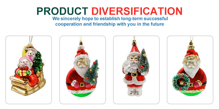 Factory wholesale glass Santa Claus holding Christmas tree decorations custom Christmas doll pendant