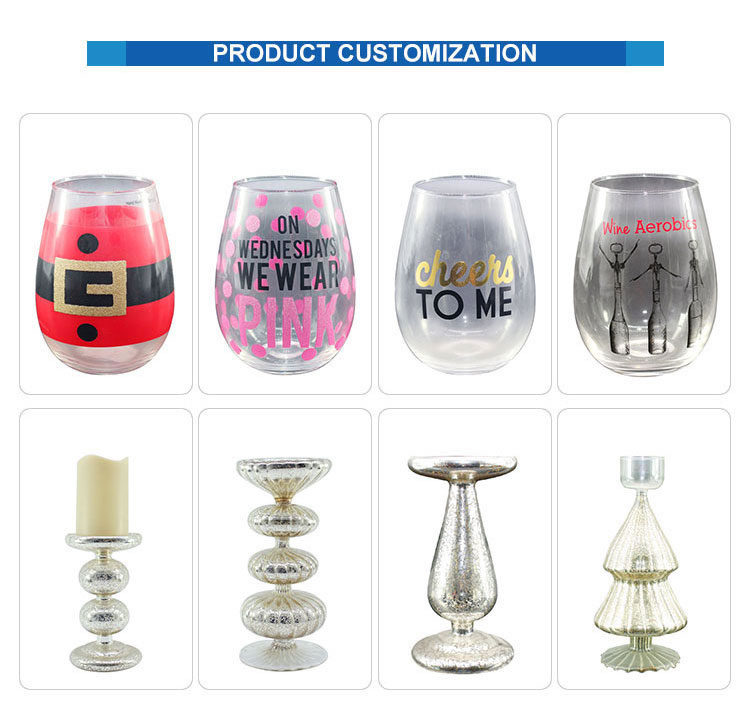 Hot Sale High Quality Cheap Factory wholesale candle holder decoration custom painted LOGO Christmas Glass candlestick