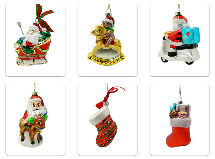 Factory wholesale glass Santa Claus holding Christmas tree decorations custom Christmas doll pendant