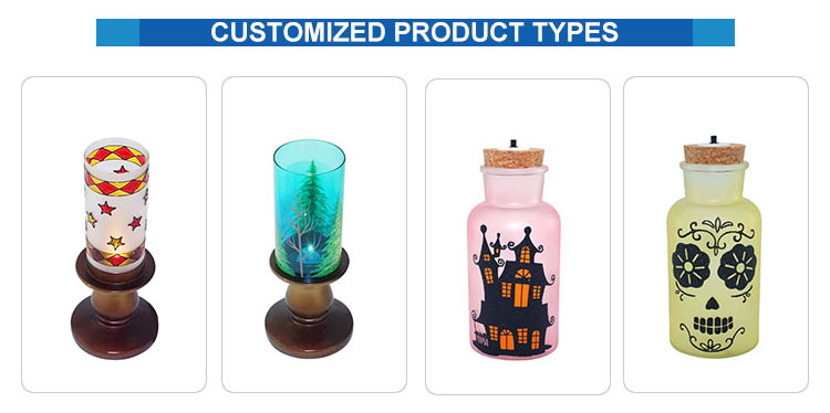 Factory wholesale custom pattern LOGO candle holder Glass candlestick bottle candlestick