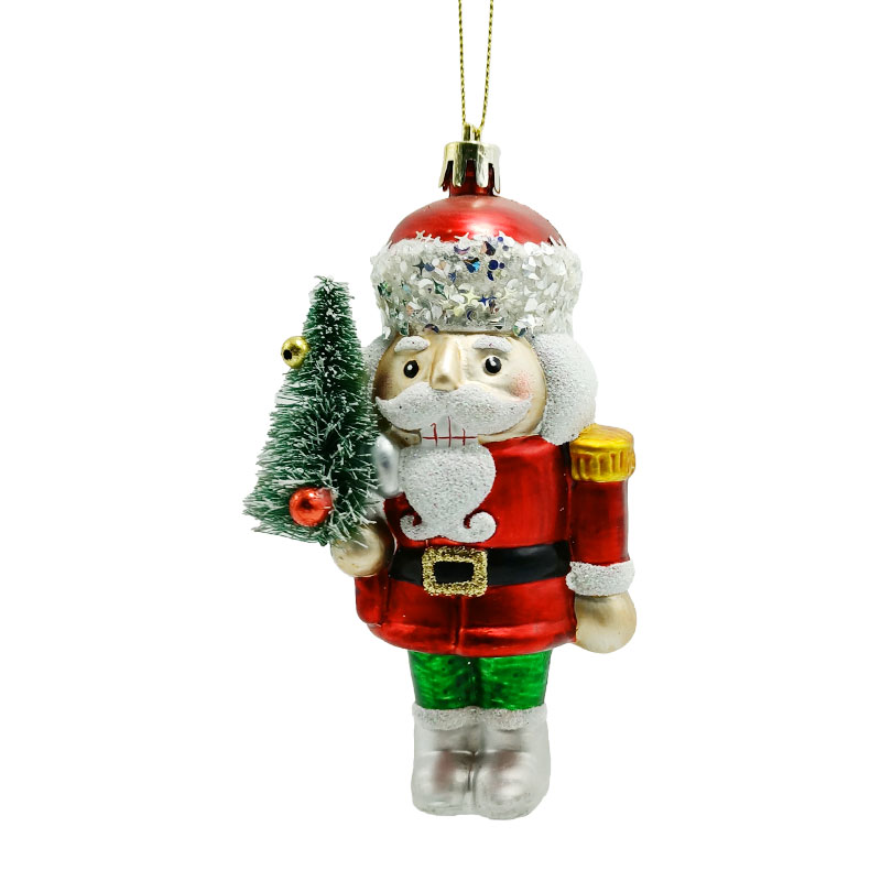 批发玻璃圣诞老人手持定制圣诞娃娃挂件  圣诞树装饰品