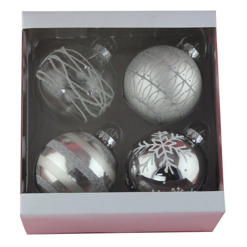 厂家专业供应彩绘套装玻璃圣诞球 精美圆球吊饰