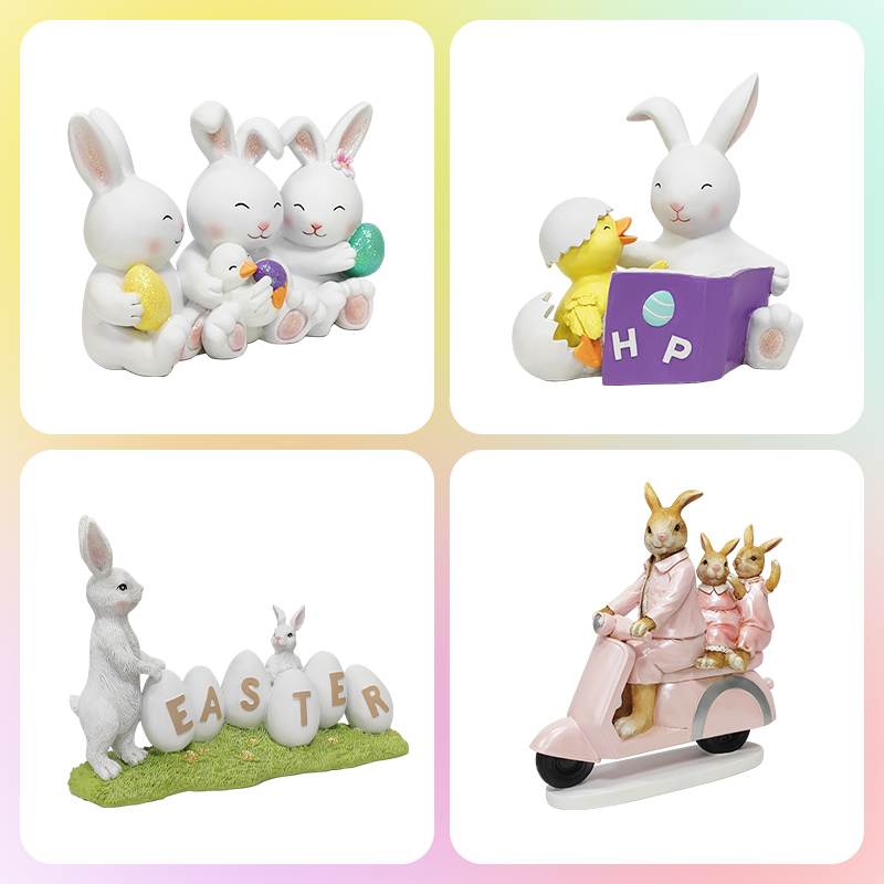 复活节树脂兔子摆件